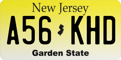 NJ license plate A56KHD
