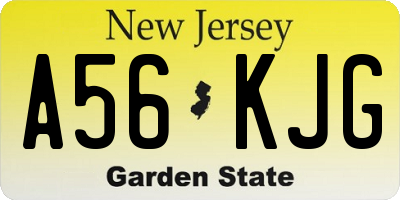 NJ license plate A56KJG