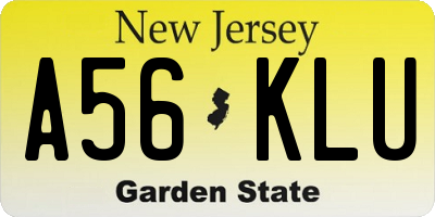 NJ license plate A56KLU
