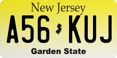 NJ license plate A56KUJ