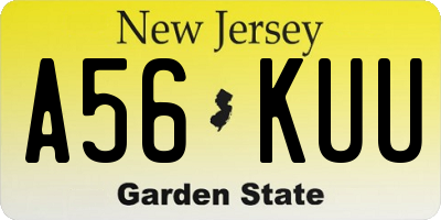 NJ license plate A56KUU