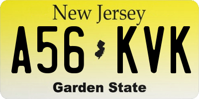 NJ license plate A56KVK