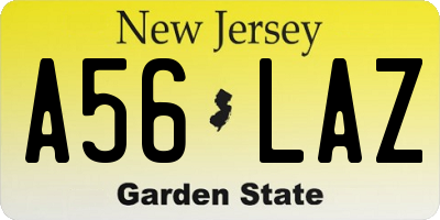 NJ license plate A56LAZ