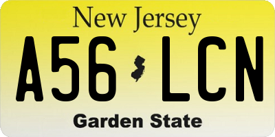 NJ license plate A56LCN