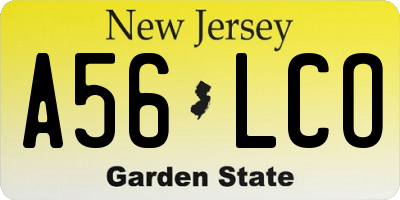 NJ license plate A56LCO