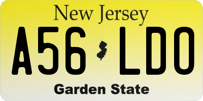 NJ license plate A56LDO