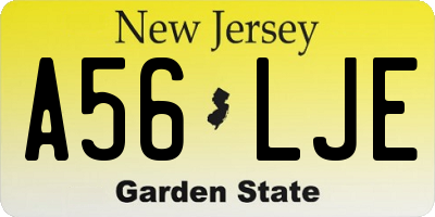 NJ license plate A56LJE