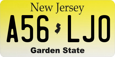 NJ license plate A56LJO