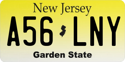 NJ license plate A56LNY