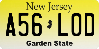 NJ license plate A56LOD