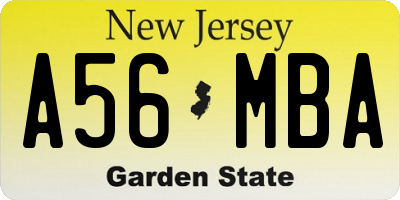 NJ license plate A56MBA