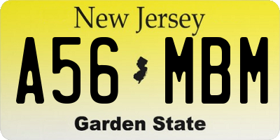 NJ license plate A56MBM