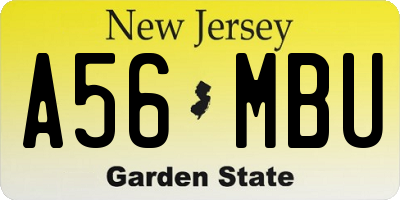 NJ license plate A56MBU