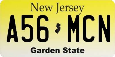 NJ license plate A56MCN