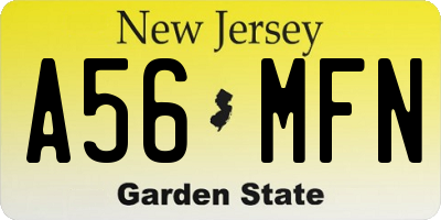 NJ license plate A56MFN