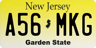 NJ license plate A56MKG