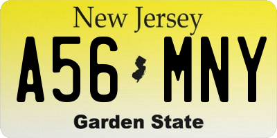 NJ license plate A56MNY