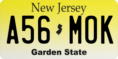 NJ license plate A56MOK