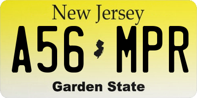 NJ license plate A56MPR