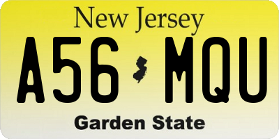 NJ license plate A56MQU