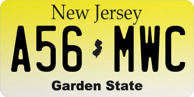 NJ license plate A56MWC
