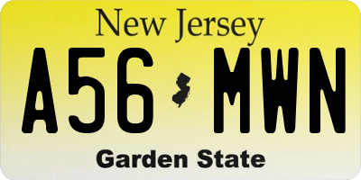 NJ license plate A56MWN