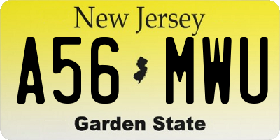 NJ license plate A56MWU