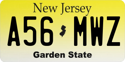 NJ license plate A56MWZ