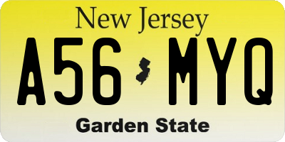 NJ license plate A56MYQ