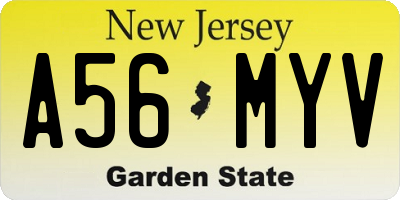 NJ license plate A56MYV