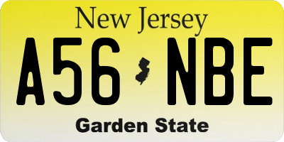 NJ license plate A56NBE