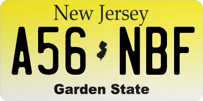 NJ license plate A56NBF