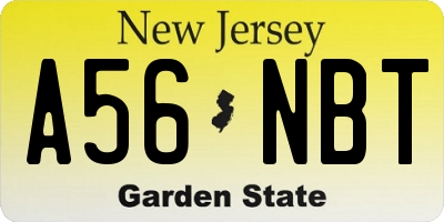 NJ license plate A56NBT