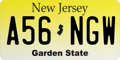 NJ license plate A56NGW