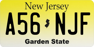 NJ license plate A56NJF