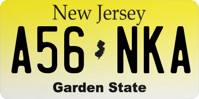 NJ license plate A56NKA