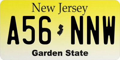 NJ license plate A56NNW