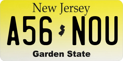 NJ license plate A56NOU