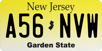 NJ license plate A56NVW