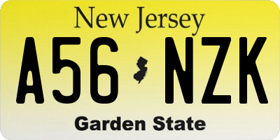 NJ license plate A56NZK