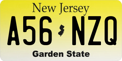 NJ license plate A56NZQ