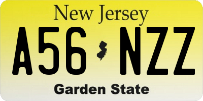 NJ license plate A56NZZ