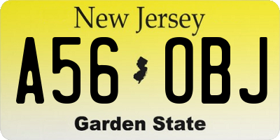 NJ license plate A56OBJ