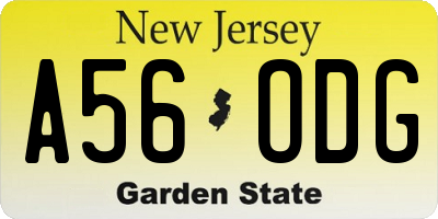 NJ license plate A56ODG