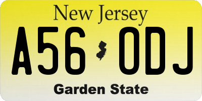 NJ license plate A56ODJ