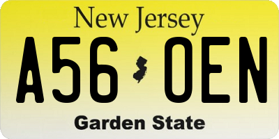 NJ license plate A56OEN