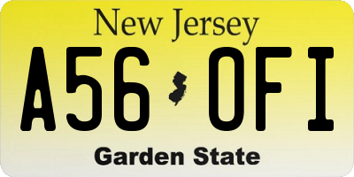 NJ license plate A56OFI