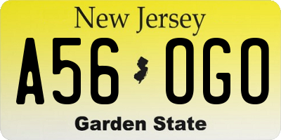 NJ license plate A56OGO