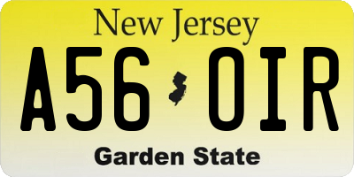 NJ license plate A56OIR