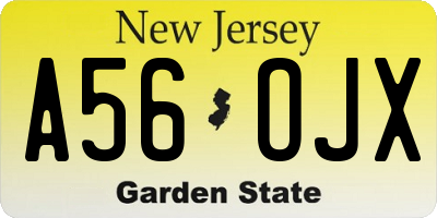 NJ license plate A56OJX
